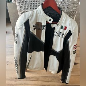 Ducati by Dianese leather vintage style motorcycle jacket.